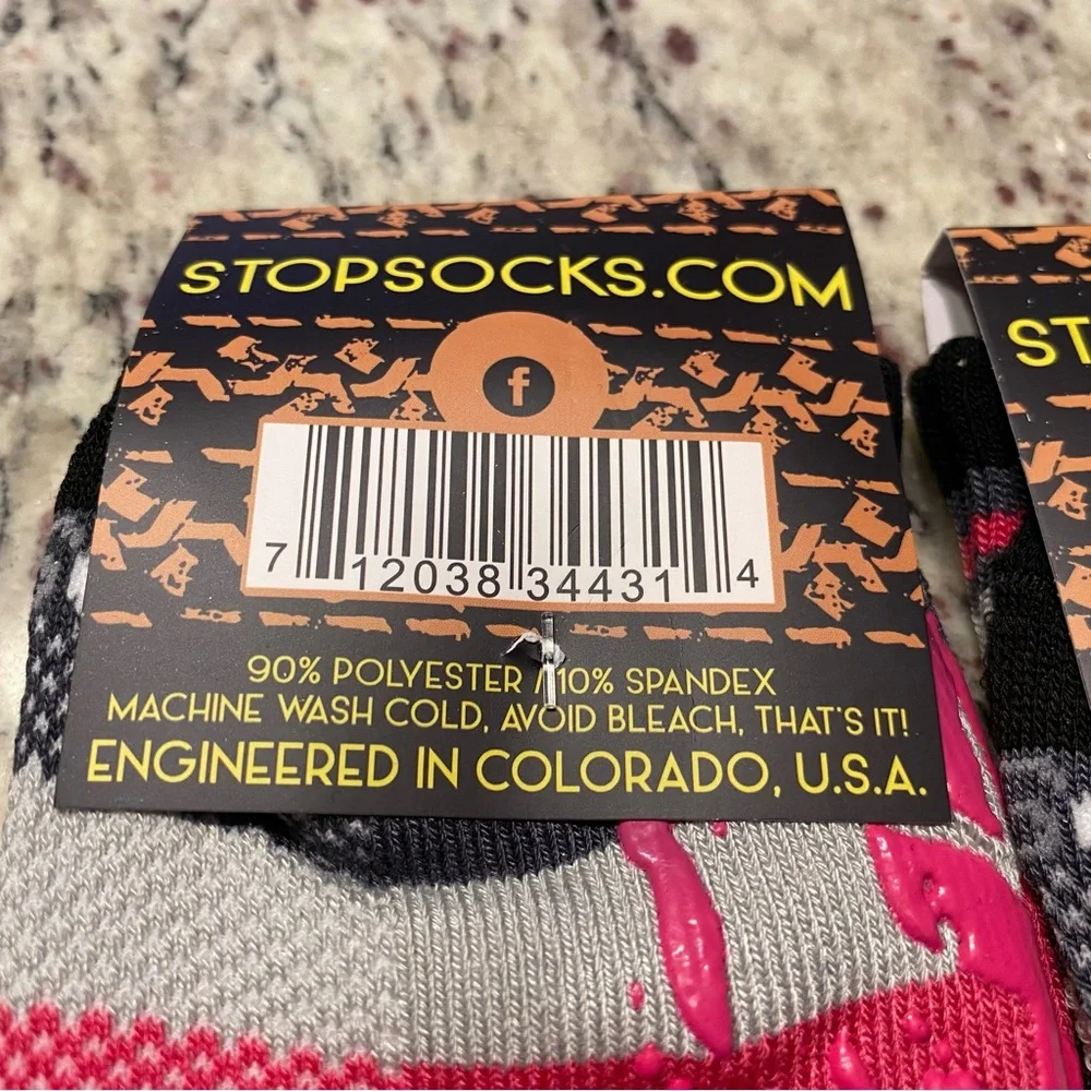Stop Socks womens size small medium stripes pink black traction new with tags